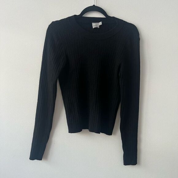 Asos Womens Black Ribbed Knit Crew Neck Sweater Size 12 - Picture 1 of 7